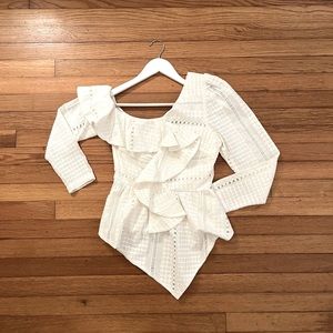 Lea & Viola One-Shoulder Ruffle Blouse Size Small